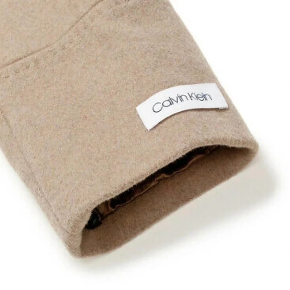 Calvin‎ Klein Notched Collar Wrap Coat In wheat angora blend size 8